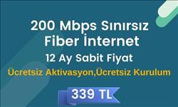 200 Mbps Limitsiz Sınırsız Kotasız Fiber İnternet 339 TL 